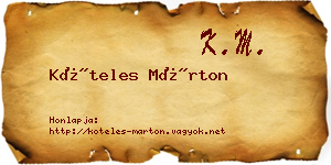 Köteles Márton névjegykártya